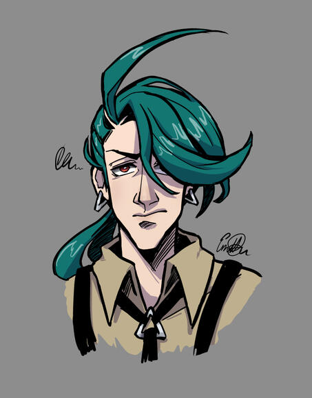 Clean sketch + Simple cel-shading + Bust